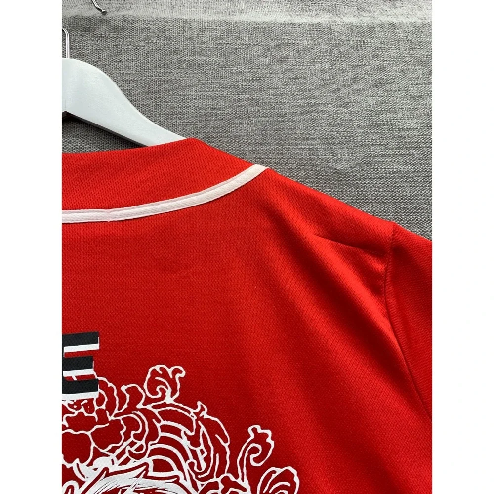 Vine & Valley Baseball Jersey Womens XL Orange Logo Graphic Print Button Front - Picture 16 of 16
